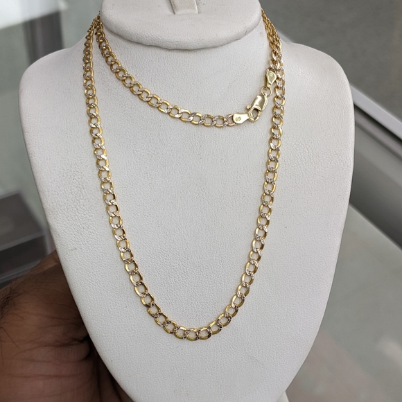10kt Real Gold Cuban Curb Diamond Cut Chain 3.5mm 20 inches